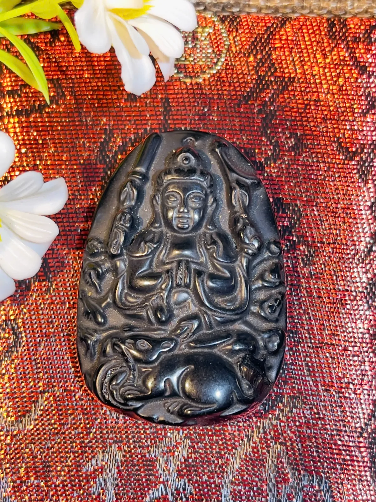 Phật bản mệnh đá hắc ngà - Tuổi Tý (Thiên Thủ Thiên Nhãn) S5069-1