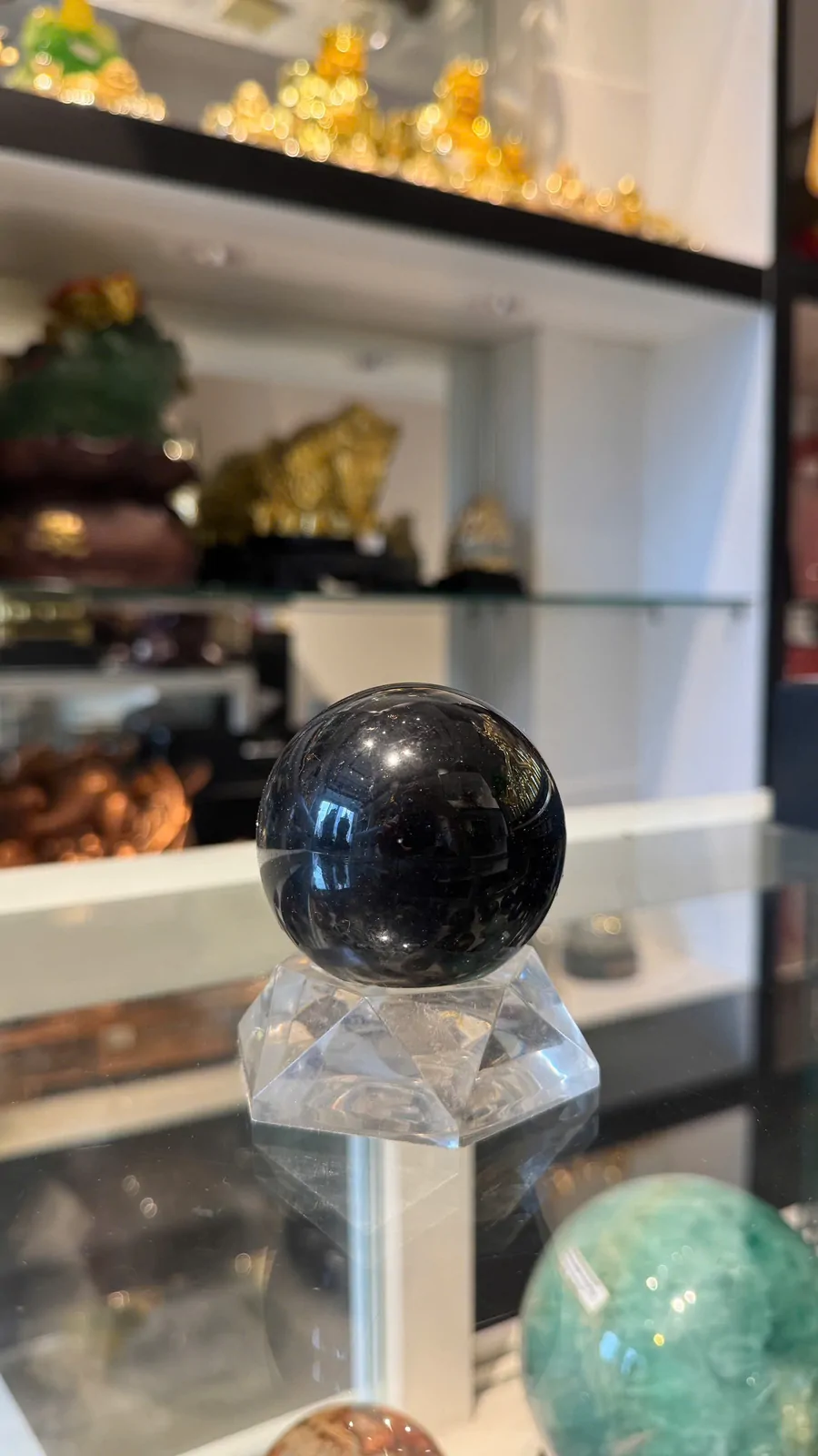 Quả cầu đá hắc ngà (thạch anh đen) M187-S1-1115